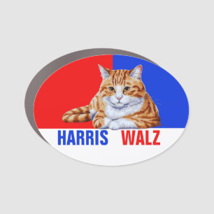 Harris Walz 2024 Obviously Cat Red Blue Car Magnet