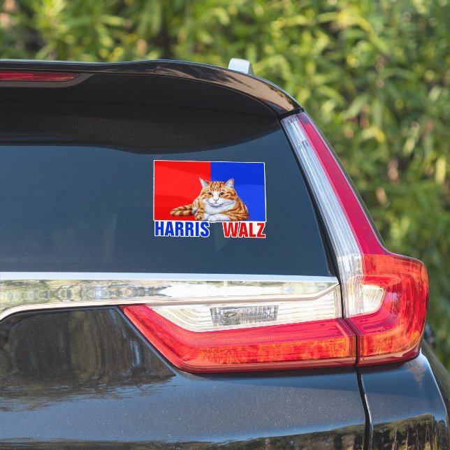 Harris Walz 2024 Obviously Cat Red Blue Sticker (Car Side)