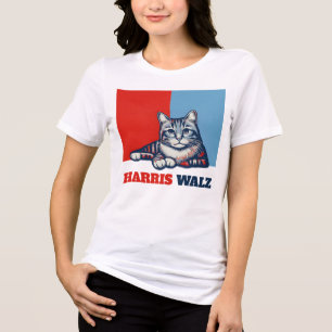 Harris Walz 2024 Obviously Cat Tri-Blend Shirt