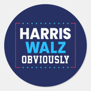 Harris Walz 2024 Obviously Classic Round Sticker