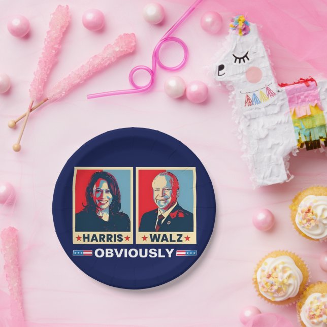 Harris Walz 2024 Obviously Paper Plates (Party)