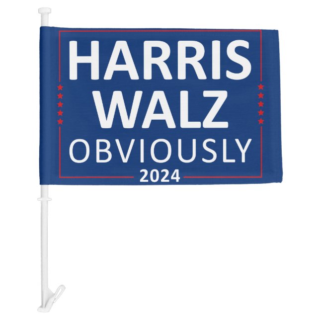 Harris Walz 2024 Obviously - Presidential Election Car Flag (Front)