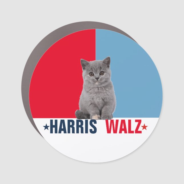 Harris Walz 2024 Obviously Red Blue Car Magnet (Front)