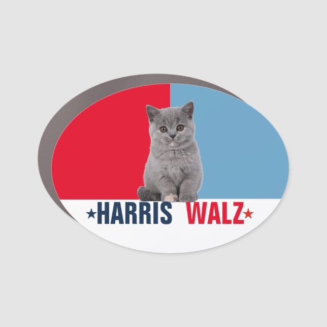 Harris Walz 2024 Obviously Red Blue Car Magnet (Front)
