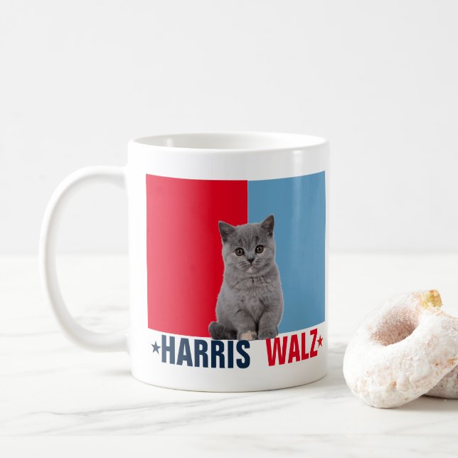 Harris Walz 2024 Obviously Red Blue Coffee Mug (With Donut)