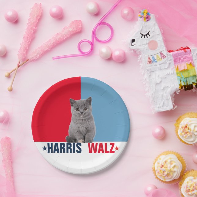 Harris Walz 2024 Obviously Red Blue Paper Plates (Party)