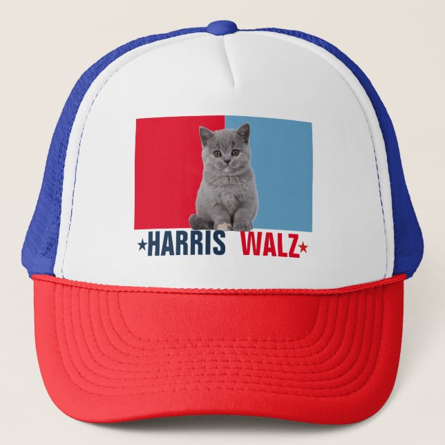 Harris Walz 2024 Obviously Red Blue Trucker Hat (Front)