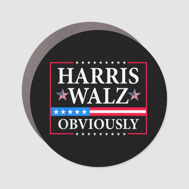 Harris Walz 2024 Obviously | Tim Walz Car Magnet (Front)