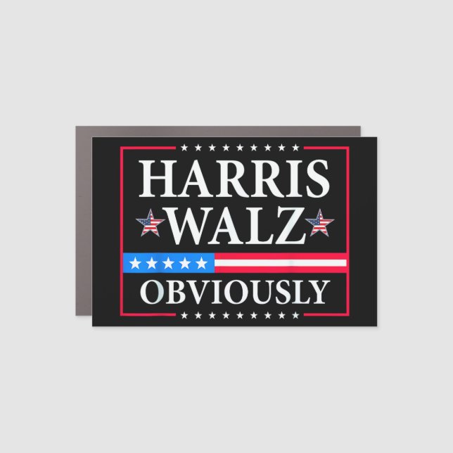 Harris Walz 2024 Obviously | Tim Walz Car Magnet (Front)