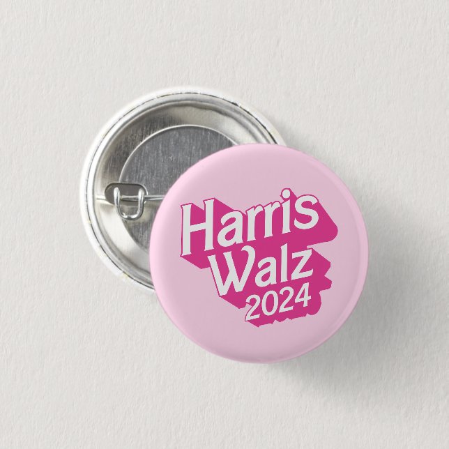 Harris Walz 2024 Pink Button (Front & Back)
