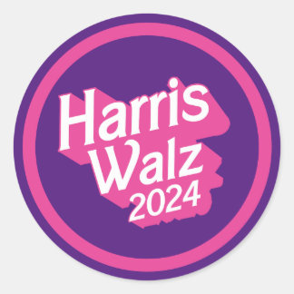 Harris Walz 2024 Pink Classic Round Sticker