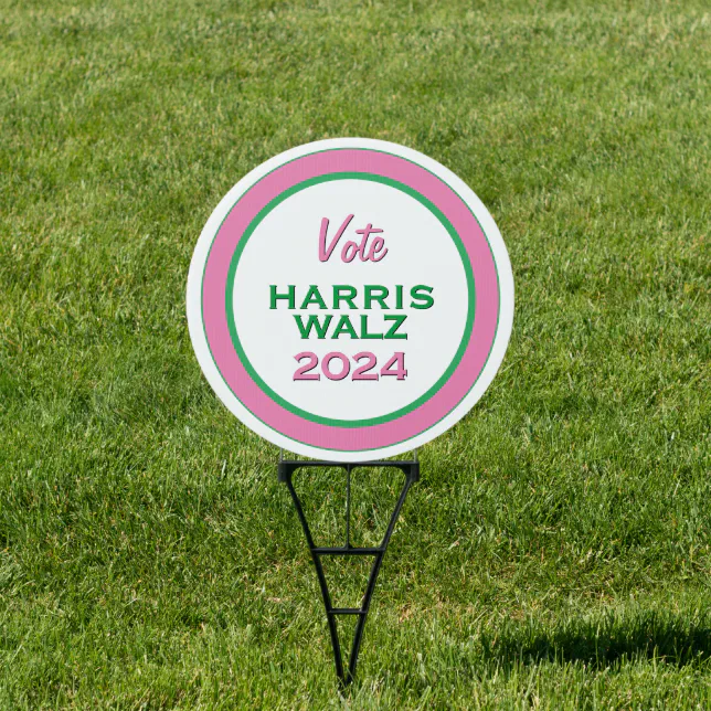 HARRIS WALZ 2024 Pink Green Campaign Yard Sign Zazzle