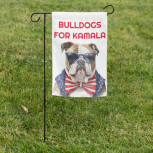 HARRIS WALZ 2024 PRESIDENTIAL BULLDOG DOG GARDEN FLAG