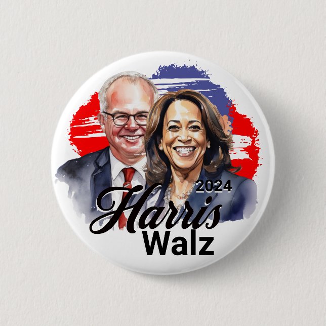 Harris Walz 2024 Presidential Election Button (Front)