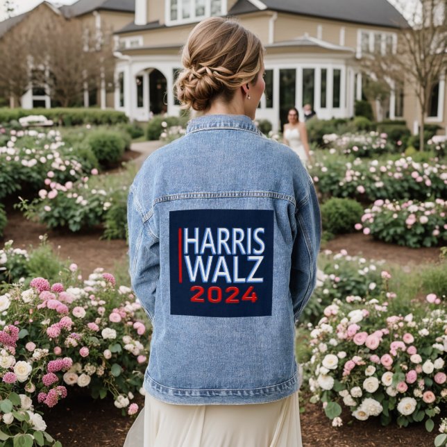 Harris Walz 2024 Presidential Election Denim Jacket (Wedding Back)