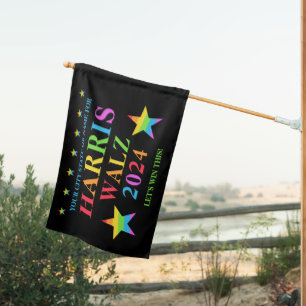 Harris Walz 2024 Pride Cool Election Double Sided House Flag