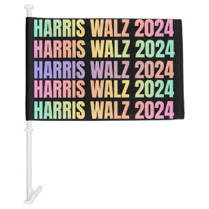 Harris Walz 2024 Rainbow Car Flag