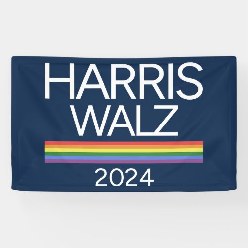 Harris Walz 2024 Rainbow LGBTQ Pride Flag Banner