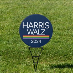 Harris Walz 2024 Rainbow LGBTQ Pride Flag Sign