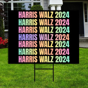 Harris Walz 2024 Rainbow Sign