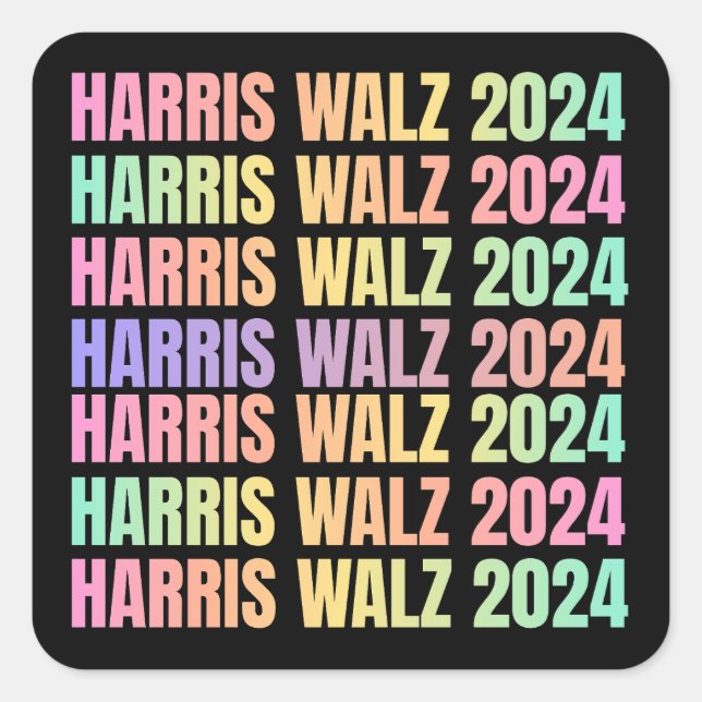 Harris Walz 2024 Rainbow Square Sticker (Front)
