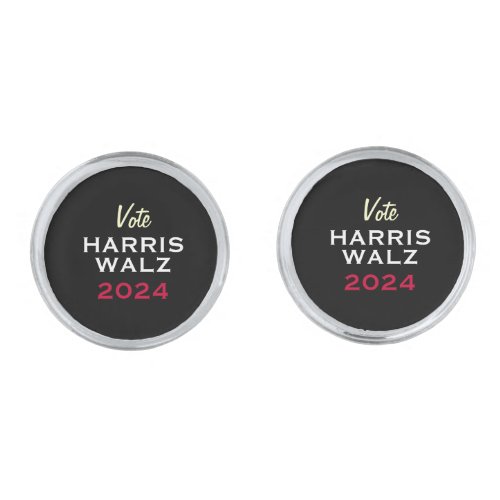 Harris Walz 2024 Red White Black Campaign Cufflinks