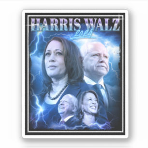 Harris Walz 2024 Retro 90s Style Sticker