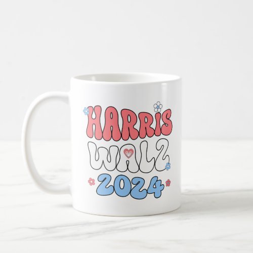 Harris Walz 2024 Retro Hippie Style Coffee Mug