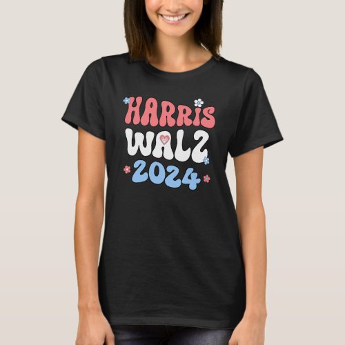 Harris Walz 2024 Retro Hippie Style T_Shirt