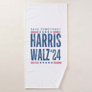 Harris Walz 2024 Save Democracy  Bath Towel