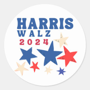 Harris Walz 2024 Stars Democrat Party Election Classic Round Sticker