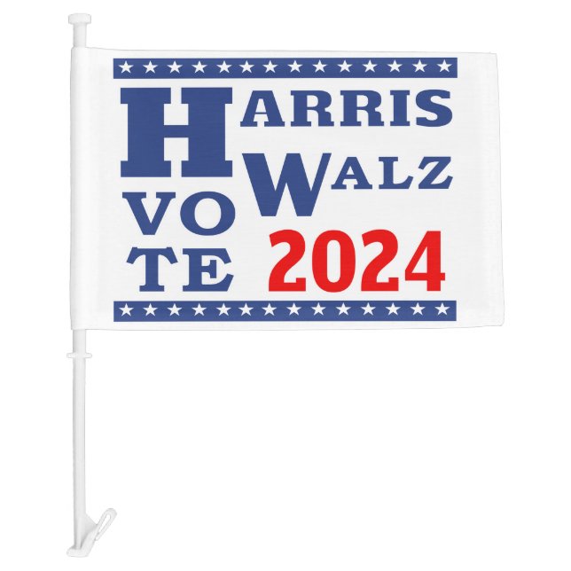Harris Walz 2024 Stop Creepy Weird Vote Democrat Car Flag (Front)