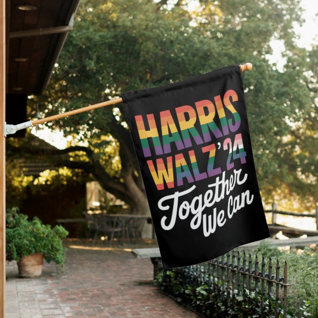 Harris Walz 2024 Together We Can Election LGBTQIA  House Flag (In SItu)