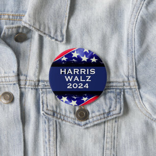Harris Walz 2024 USA Flag Button