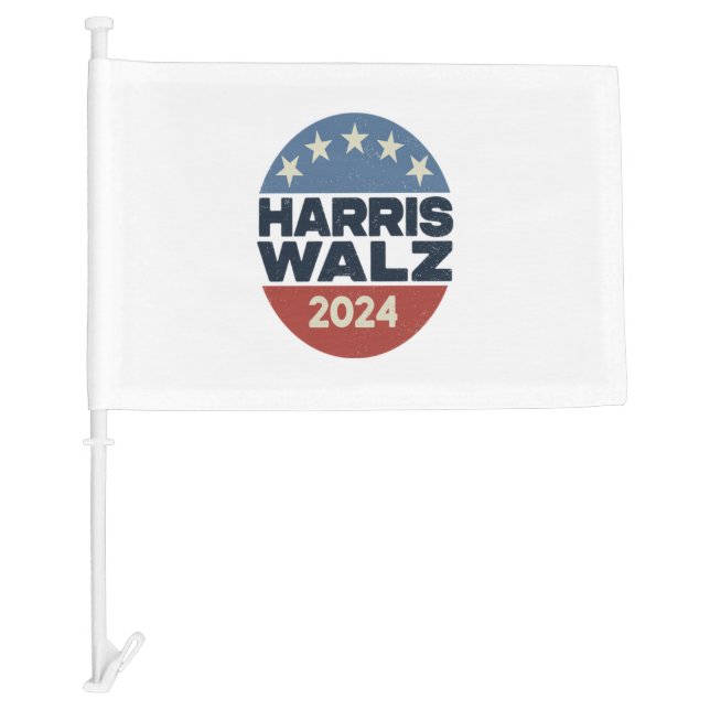 HARRIS WALZ 2024 VOTE FOR KAMALA HARRIS TIM WALZ  CAR FLAG (Front)