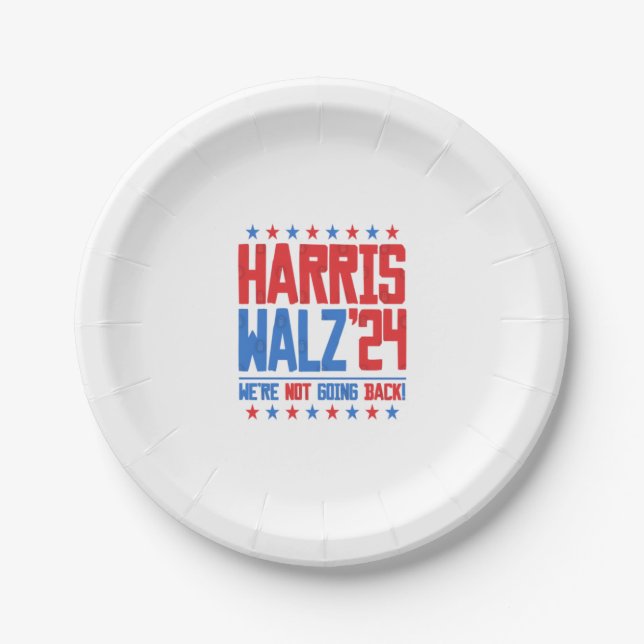 HARRIS WALZ 2024 - We're Not Going Back  Paper Plates (Front)