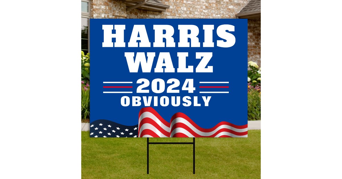 Harris Walz 2024 Yard Sign Obviously Yard Sign Zazzle