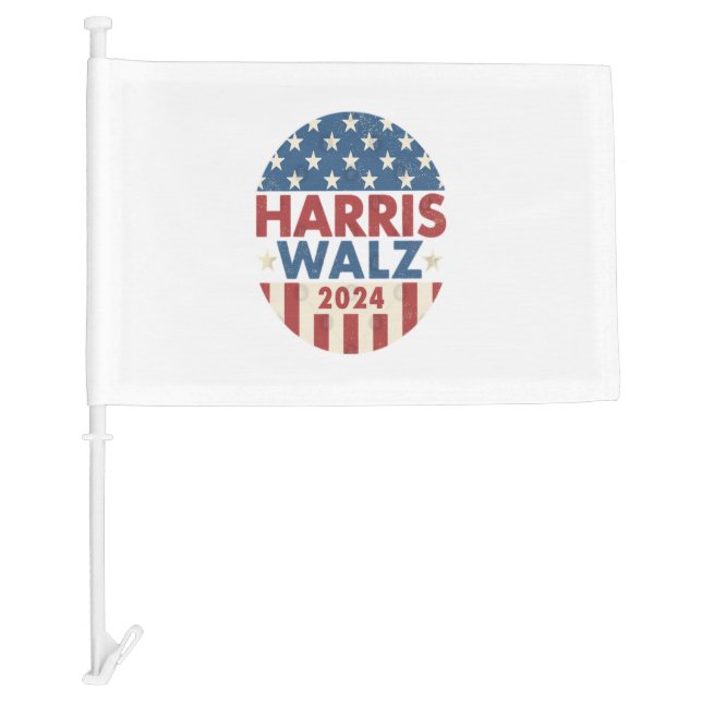 HARRIS WALZ 24 DEMOCRACY 2024  CAR FLAG (Front)