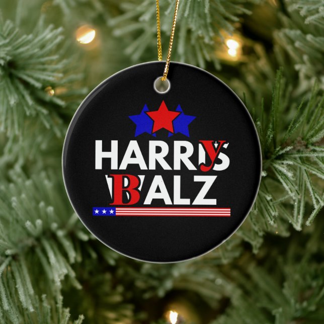 Harris Walz 24 Harry Balz 2024 Meme Democratics Ceramic Ornament (Tree)