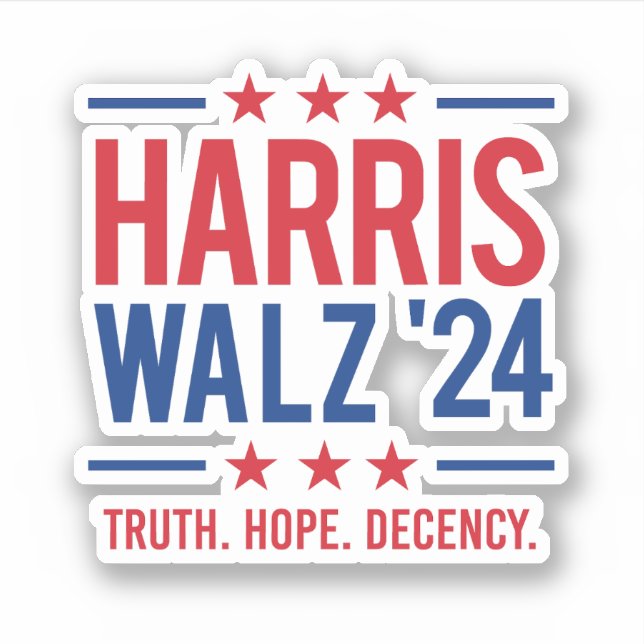 Harris Walz '24 - Truth Hope Decency Sticker (Front)