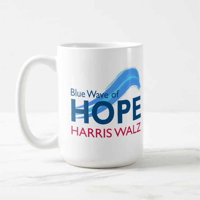 Harris Walz Blue Wave of Hope Coffee Mug (Left)