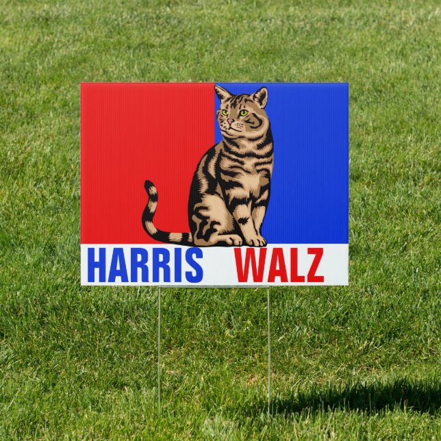 Harris Walz Cat Kamala Harris Yard Sign (Insitu)
