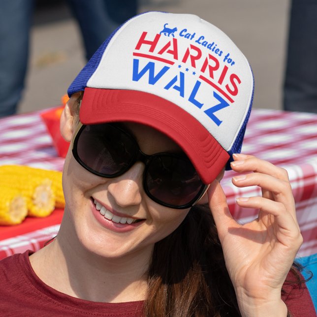 Harris Walz, Cat Ladies for Kamala Harris Tim Walz Trucker Hat (Creator Uploaded)