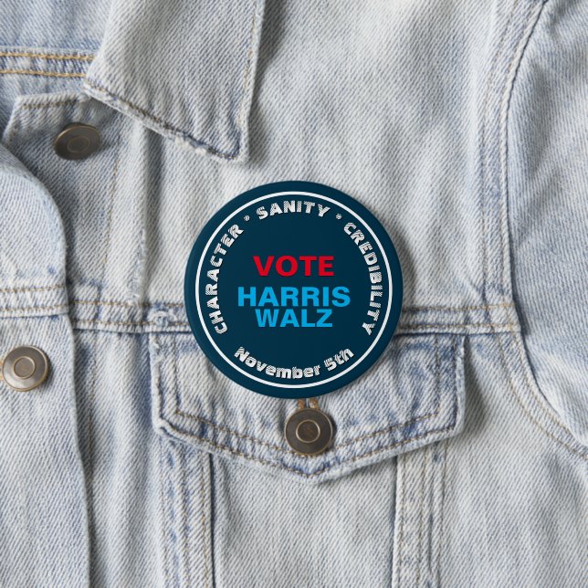 HARRIS WALZ Character Sanity Credibility Button (In Situ)