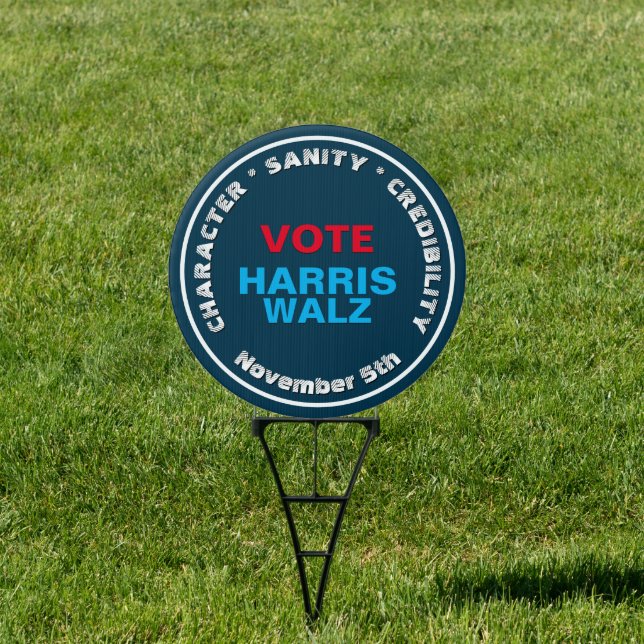 HARRIS WALZ Character Sanity Credibility Yard Sign (Insitu)