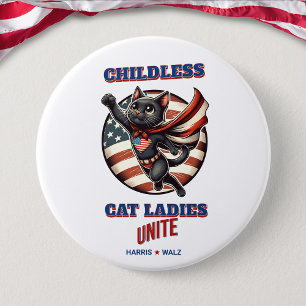 Harris Walz Childless Cat Ladies Unite Hero Cat Button