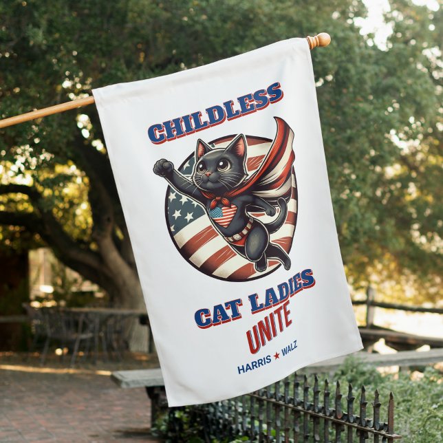 Harris Walz Childless Cat Ladies Unite Hero Cat House Flag (Creator Uploaded)
