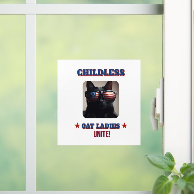 Harris Walz Childless Cat Ladies Unite Photo Cat Window Cling (Harris Walz Childless Cat Ladies Unite Photo Cat Window Cling)
