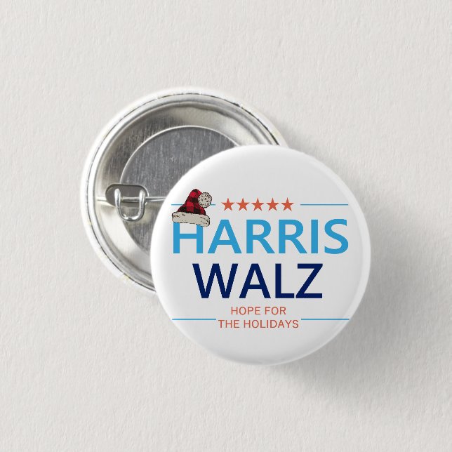 Harris Walz Christmas Hope for the Holidays Kamala Button (Front & Back)