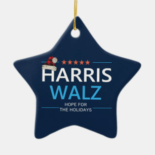 Harris Walz Christmas Hope for the Holidays Kamala Ceramic Ornament